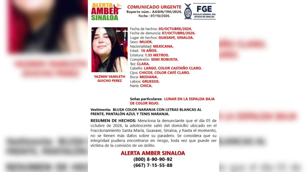activan alerta amber para localizar a yazmin yamileth