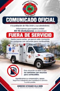 Ambulancia fuera de servicio de Bomberos Veteranos de Villa Unión
