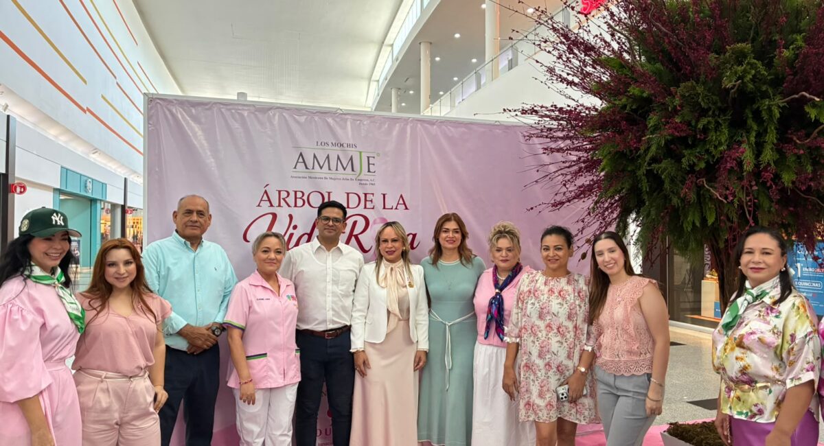 Inaugura AMMJE Árbol de la Vida Rosa; busca superar recaudación para apoyar a mujeres con cáncer de mama