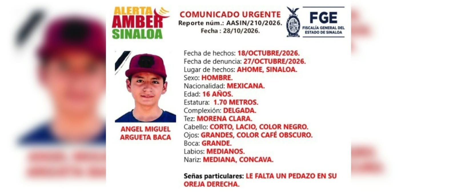 Buscan a Ángel Miguel en Ahome