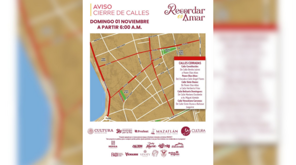 ¡Tome nota! Estas son las vialidades que cerrarán el Centro Histórico por callejoneada de muertos en Mazatlán