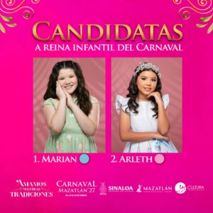 Candidatas a reina infantil del Carnaval de Mazatlán 2027