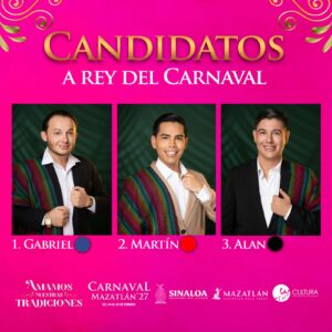 Candidatos a Rey de la Alegría del Carnaval de Mazatlán 2027