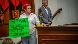 colectivo guerreros azules en manifestacion en congreso de sin