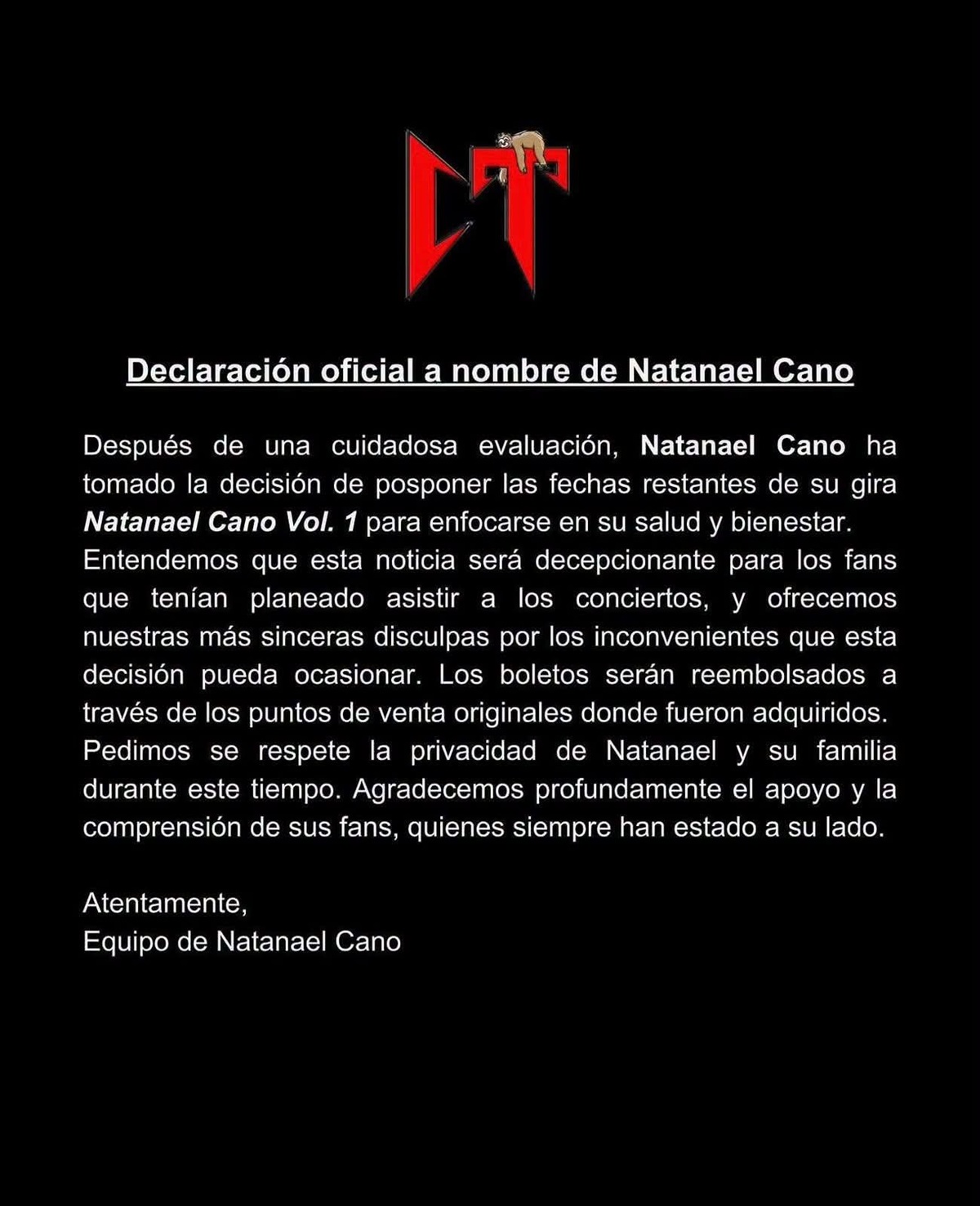 Comunicado de Natanael Cano