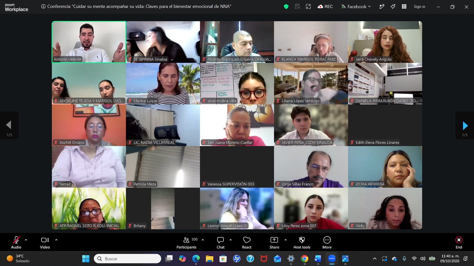 Conferencia virtual de Sipinna Sinaloa