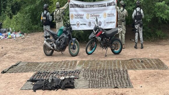 Aseguran más de 5 mil cartuchos, 55 cargadores y ponchallantas en El Habilito del Tubo, Mazatlán, Sinaloa