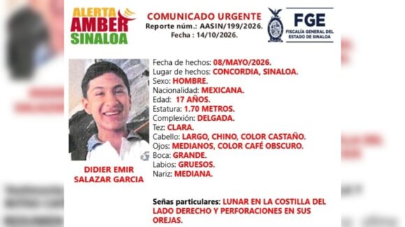 Alerta Amber en Sinaloa: buscan a Didier Emir, adolescente de 17 años desaparecido en Concordia