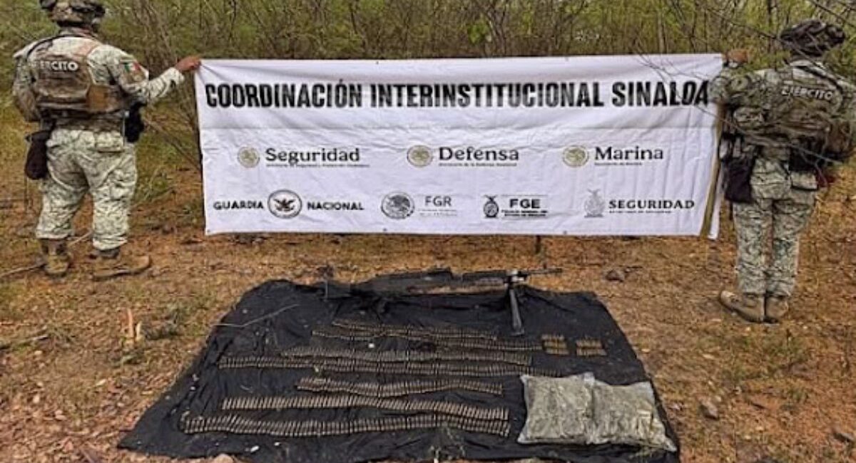 Ejército asegura una ametralladora, cartuchos y mariguana en Carbonera, Culiacán