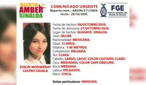 Activan alerta Amber por desaparición de Evelin Monserrat, de 13 años, en Guasave, Sinaloa