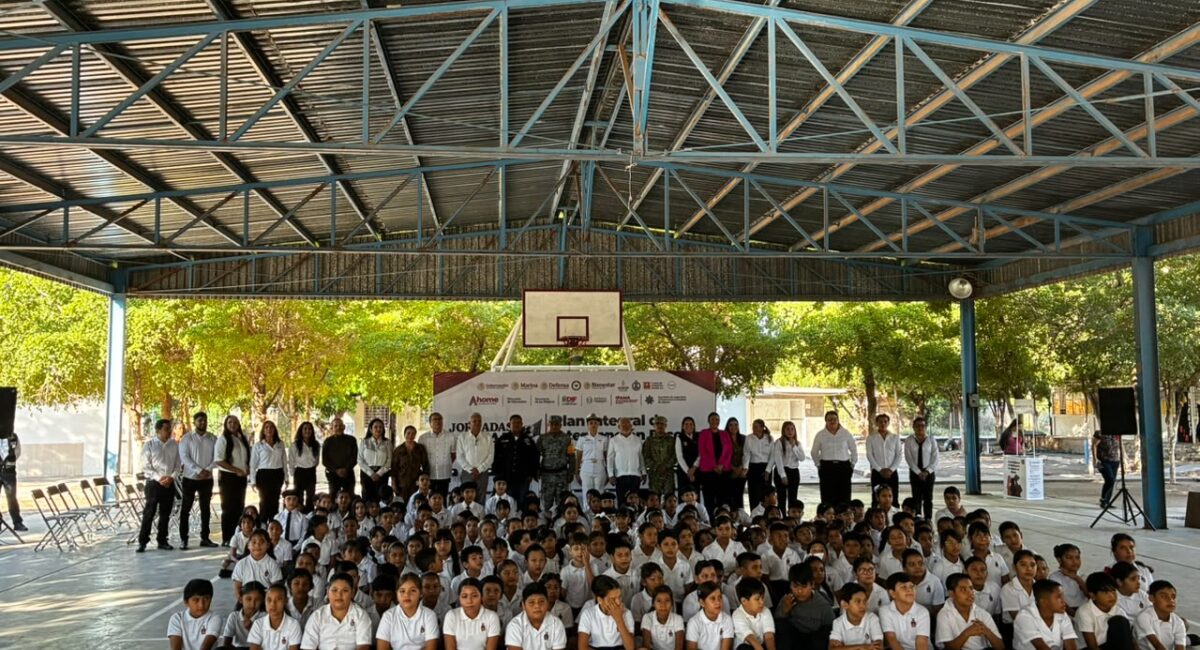 Autoridades del Plan Integral de Intervención Escolar “Ahome sin Violencia” visitan la escuela primaria Emiliano Zapata