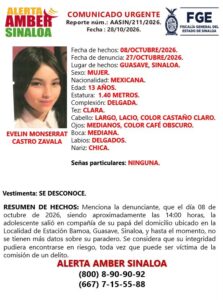 Evelin desaparecida en Guasave