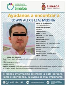 Ficha de búsqueda Edwin Alexis, en Culiacán