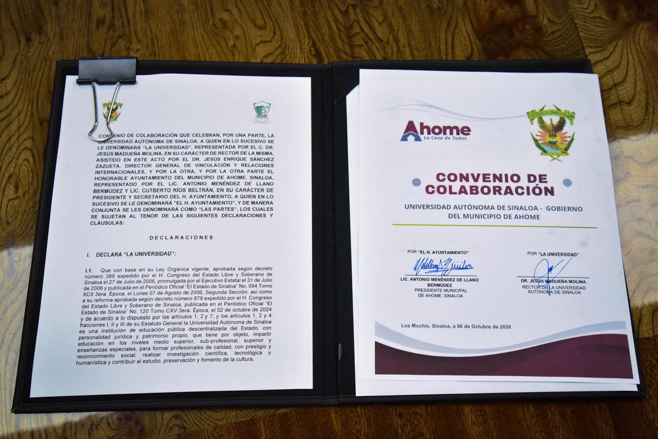 Firman convenio de colaboración Ayuntamiento de Ahome y UAS