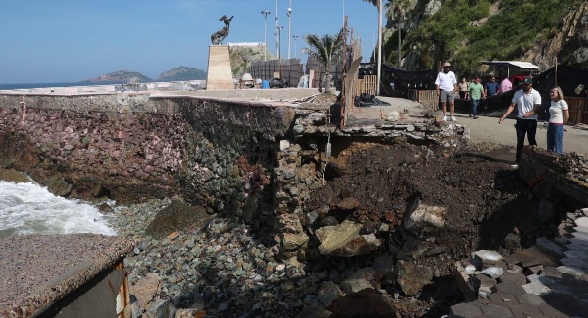Fuerte oleaje mantiene en espera reparaciones en el malecón y camino al Faro de Mazatlán