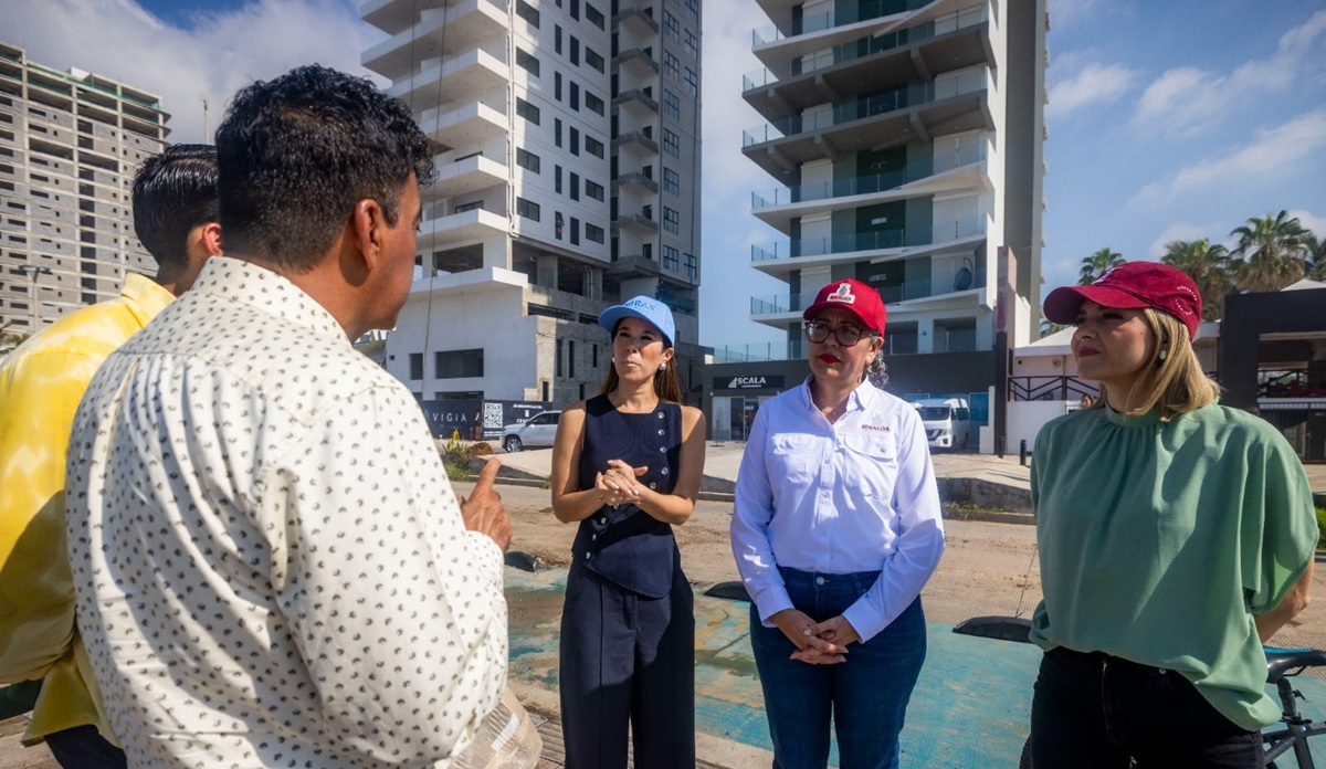 Graciela Domínguez recorre tramos dañados en Malecón de Mazatlán