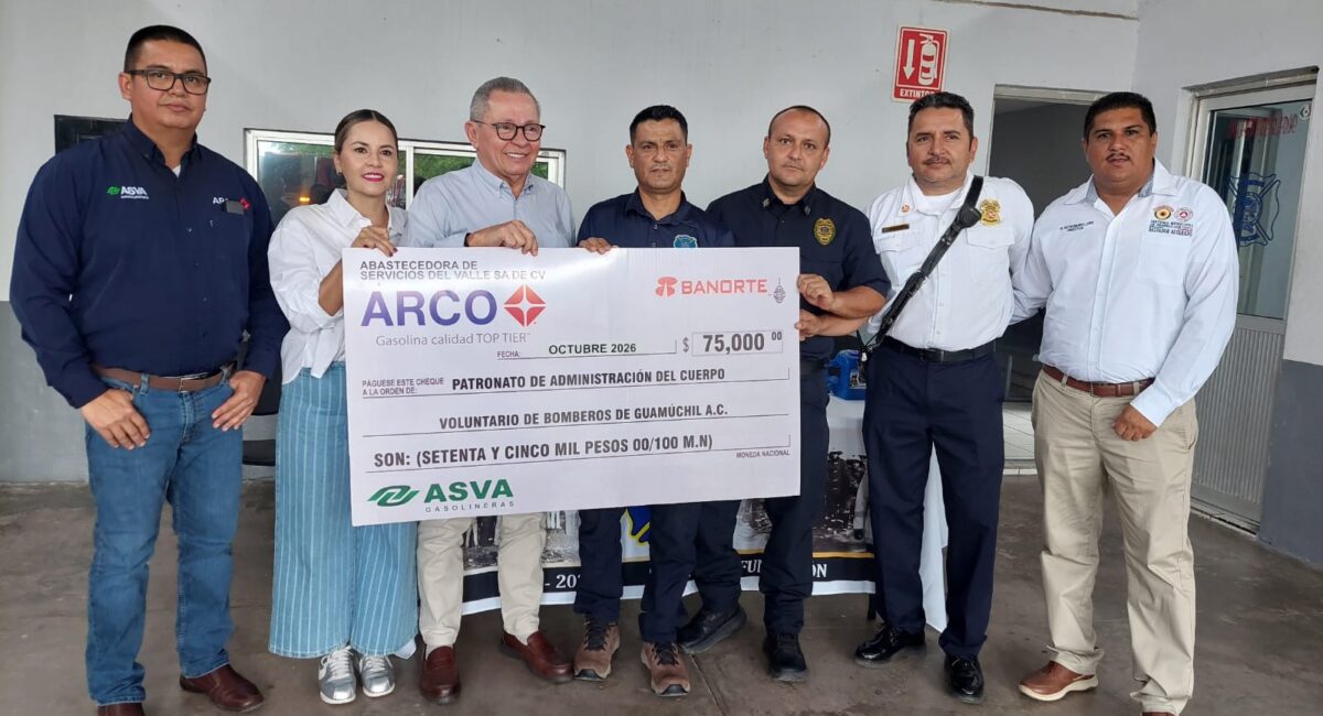 Grupo ASVA dona 75 mil pesos a Bomberos Guamúchil para fortalecer sus operaciones