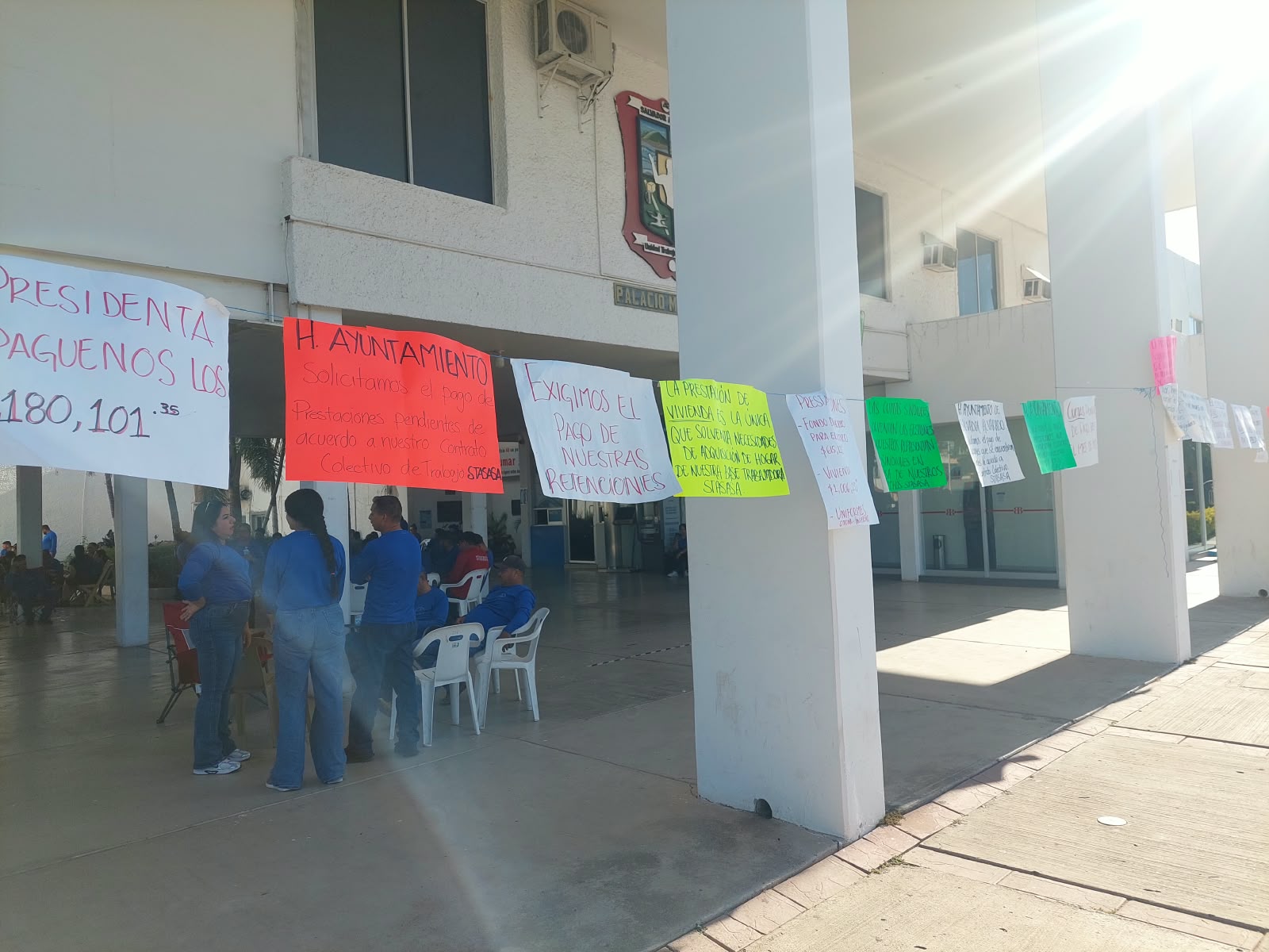 Huelga de sindicalizados del Ayuntamiento de Salvador Alvarado