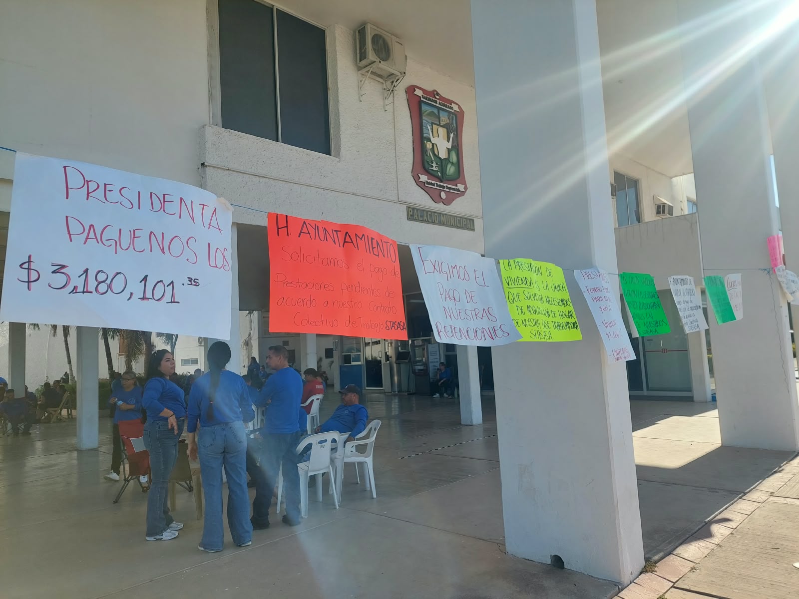 Huelga de sindicalizados del Ayuntamiento de Salvador Alvarado