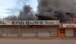 Voraz incendio arrasa con el Mercado Municipal de San Blas, en El Fuerte, Sinaloa