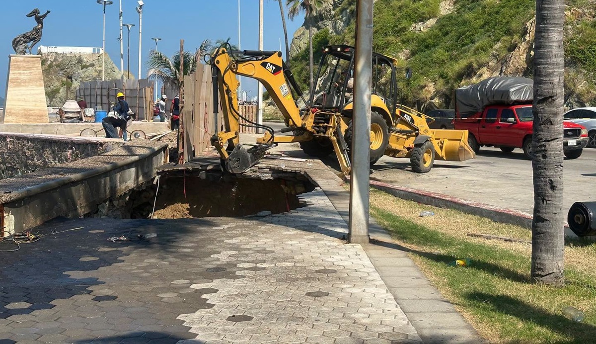 Inicia reparación de muro en Malecón de Mazatlán