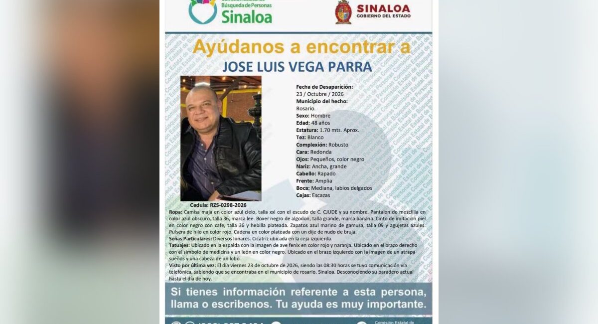 Desaparece el doctor del penal de Mazatlán; lo vieron por última vez el viernes en Rosario, Sinaloa