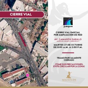 Jumapam reducirá circulación en avenida Camarón Sábalo