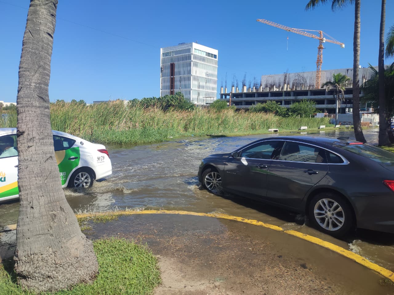 Laguna del Camarón en Mazatlán se desborda