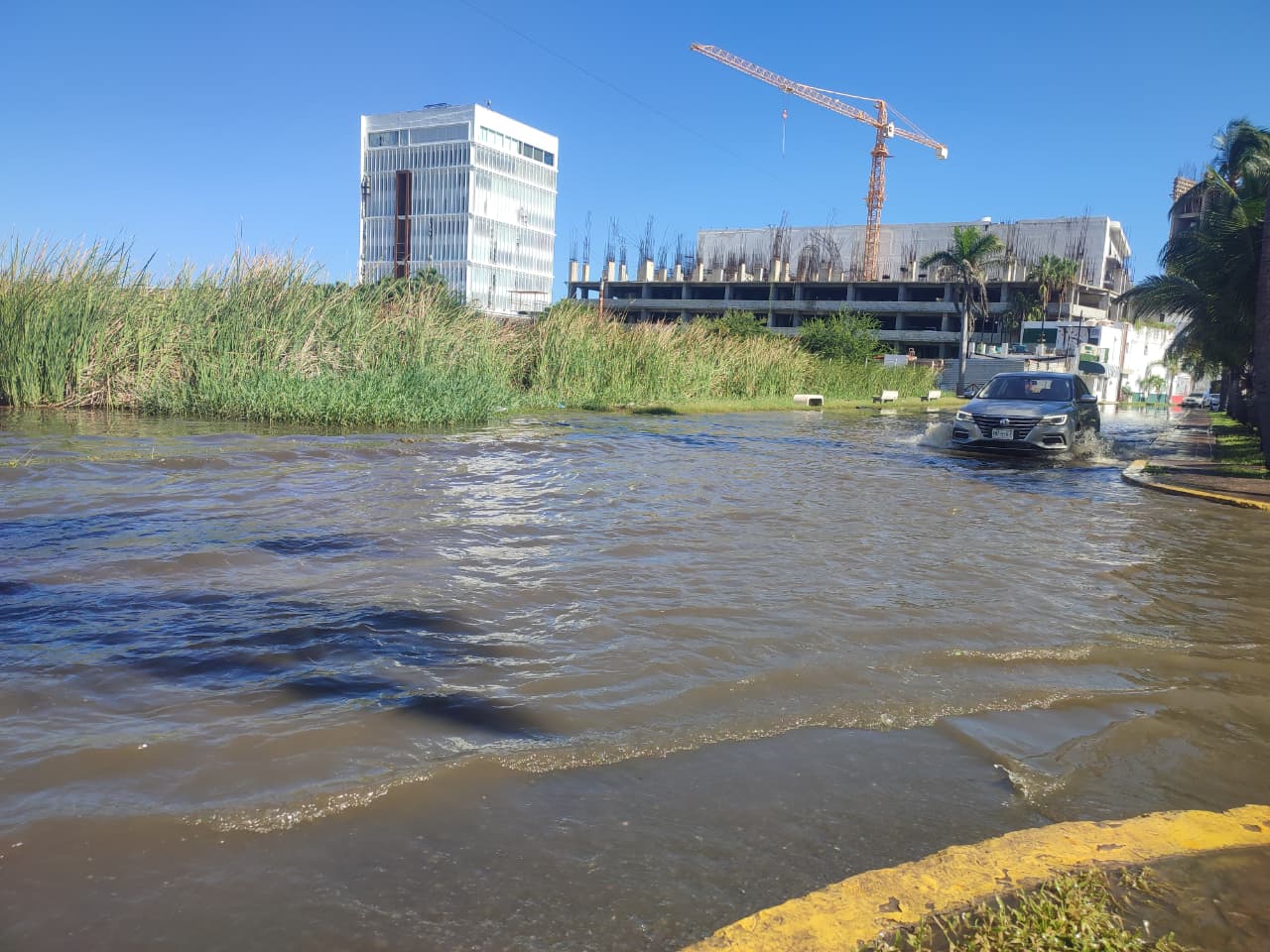 Laguna del Camarón en Mazatlán se desborda