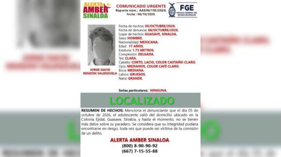 Localizan al menor Jorge David tras activarse varios días desaparecido en Guasave, Sinaloa