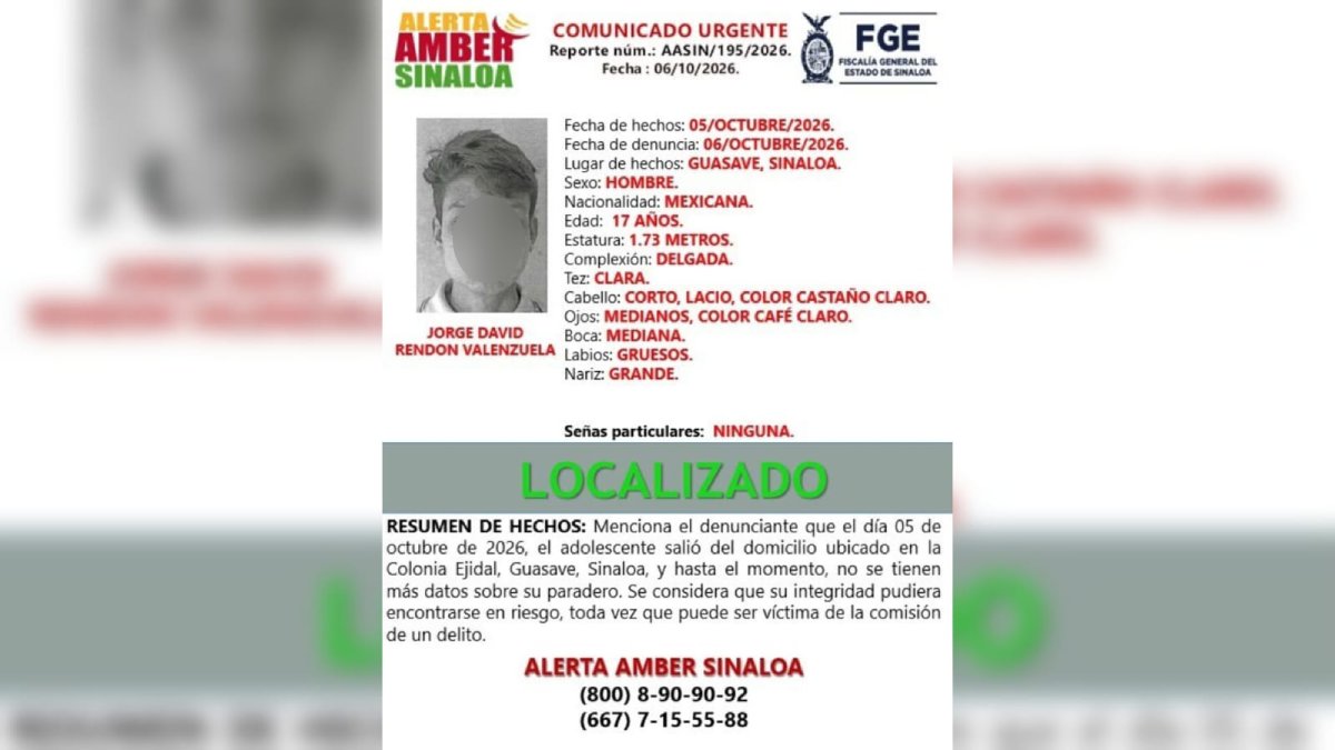 localizan al menor jorge david tras activarse varios dias desaparecido en guasave
