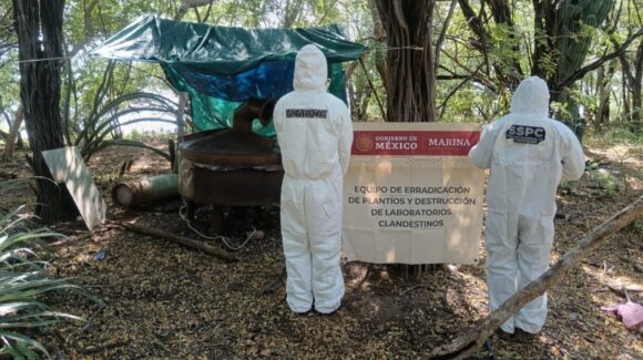 Localizan laboratorio clandestino de metanfetamina de 2 mil 500 metros cuadrados en Sanalona, Culiacán