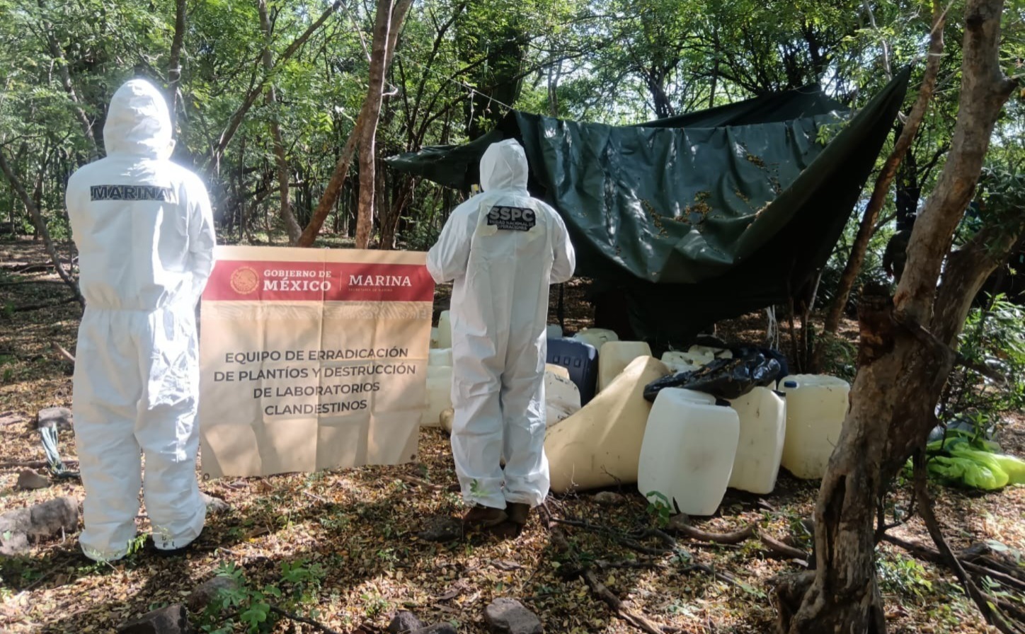 Localizan laboratorio clandestino de metanfetamina en Sanalona