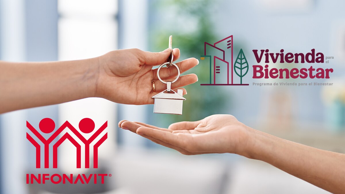 Entrega de llaves de casa. Logotipos de Infonavit y Vivienda para el Bienestar