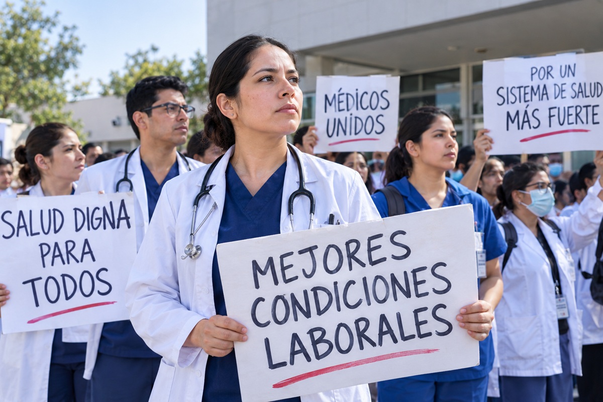 Manifestación de doctores y personal de la salud