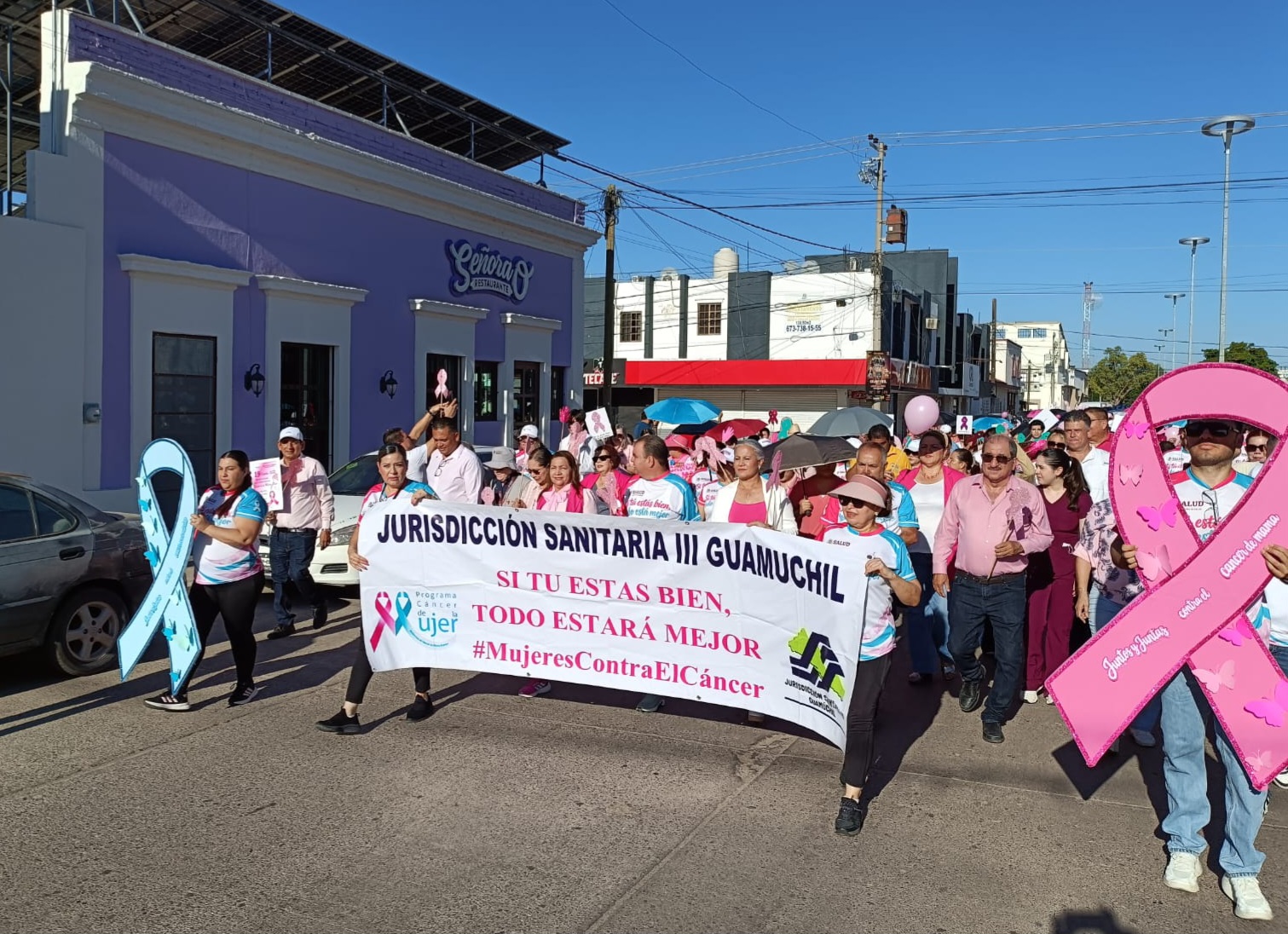 Marchan en Guamúchil para sensibilizar sobre el cáncer de mama