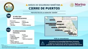 Marina cierra puertos de cinco estados por el huracán "Simón"