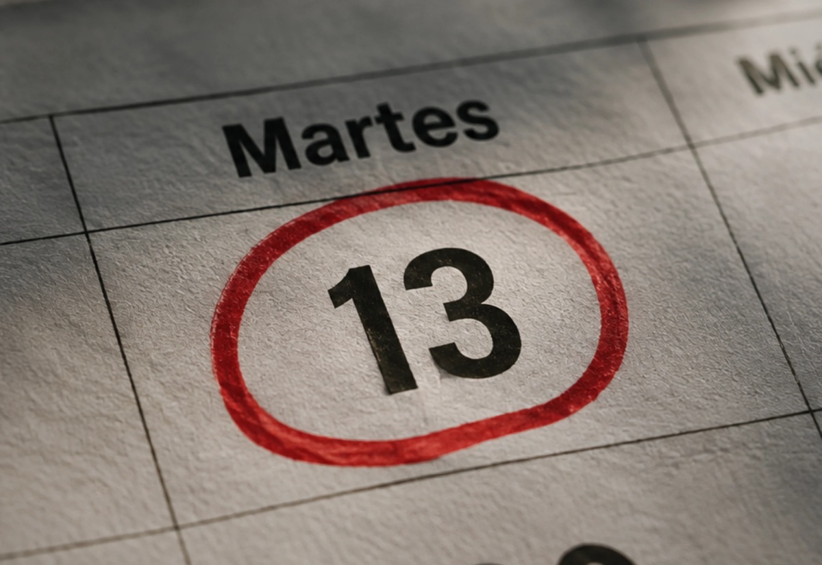 Martes 13 marcado en el calendario