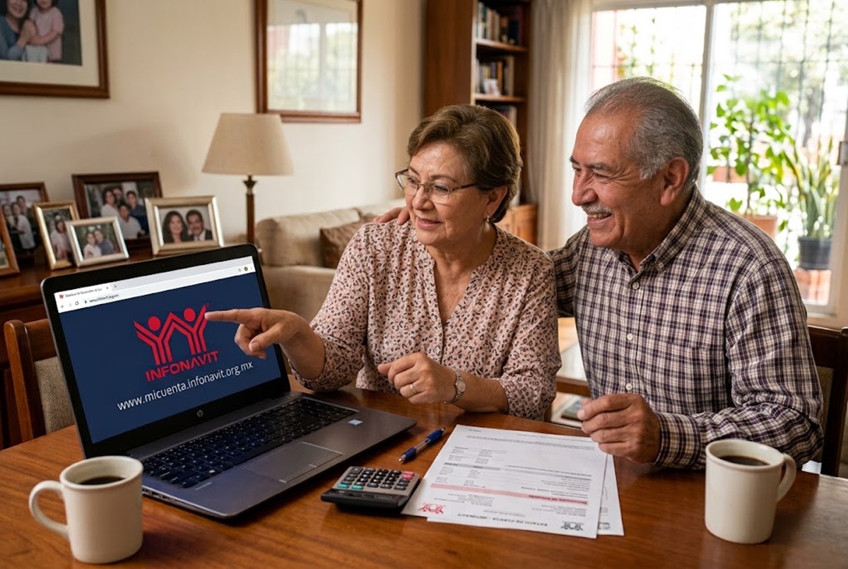 Pareja de adultos mayores pensionados revisando su subcuenta de vivienda del Infonavit