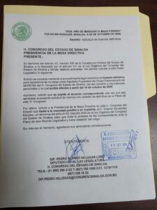 Pedro Lobo pide licencia definitiva al Congreso de Sinaloa