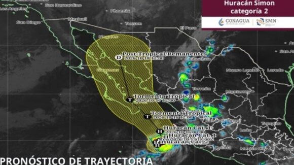 Huracán “Simón” sube de nuevo a categoría 2; apunta a Baja California Sur y Sonora