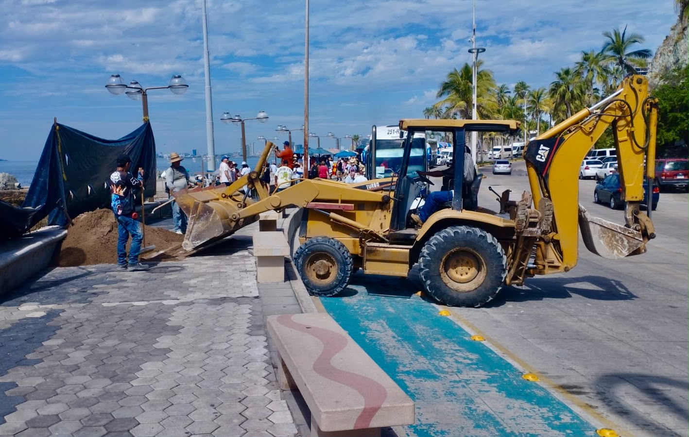 Reparación de la zona del Clavadista en Mazatlán