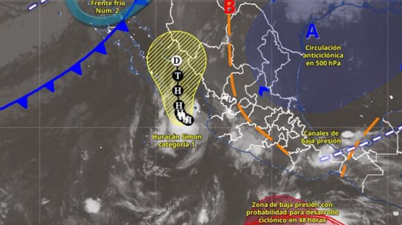 ¡De nuevo cambia su trayectoria! Huracán Simón ahora apunta para el norte de Sinaloa