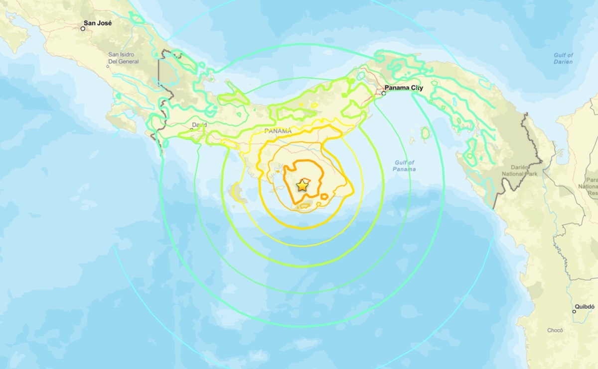 Lugar del sismo en Panamá
