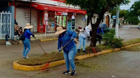 Realizan trabajos de limpieza y mantenimiento en calles y áreas verdes de El Venadillo, Mazatlán