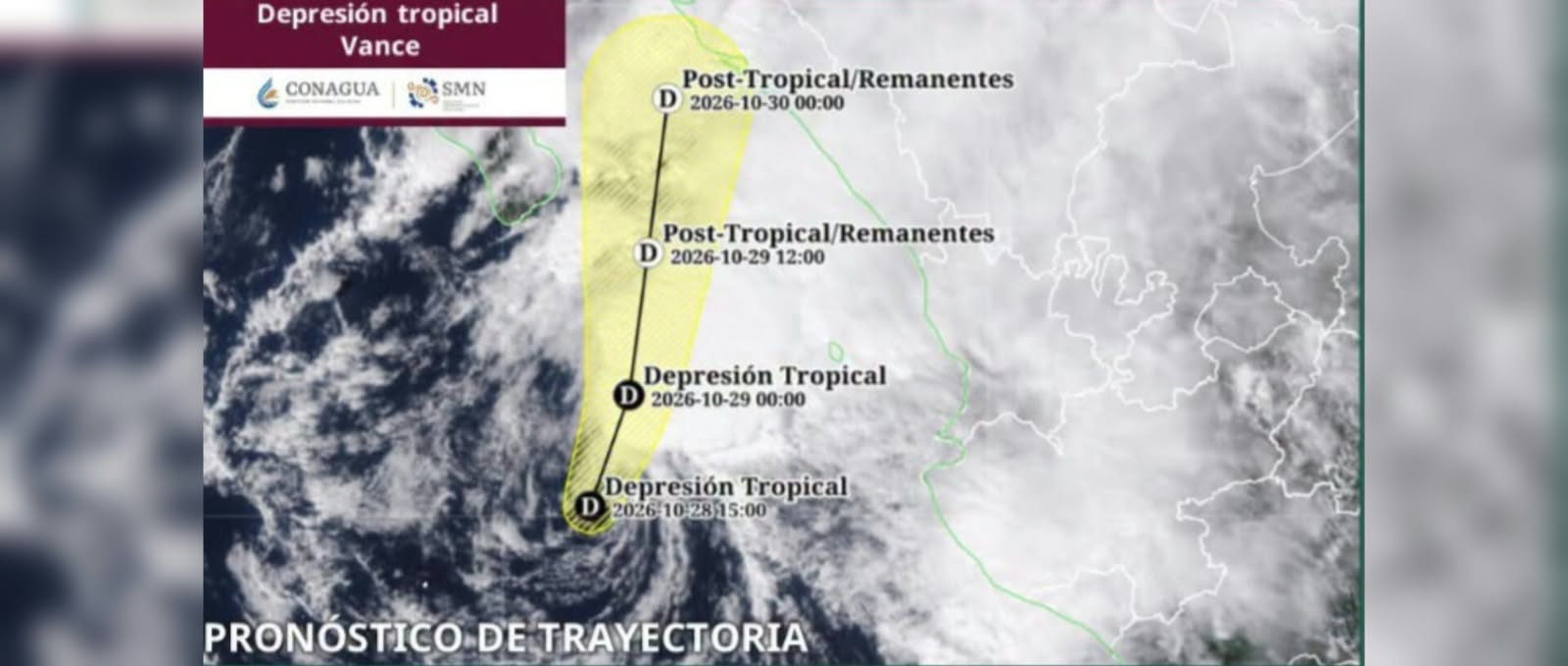 ‘Vance’ se degrada a depresión tropical; continuará generando lluvias en Sinaloa