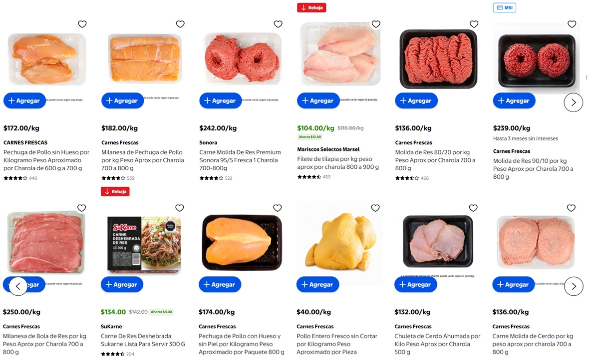 Ofertas de Walmart en carnes y pescados