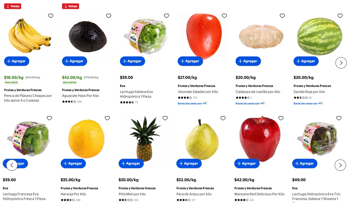 Ofertas de Walmart en frutas y verduras