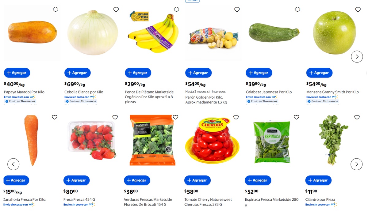 Ofertas de Walmart en frutas y verduras