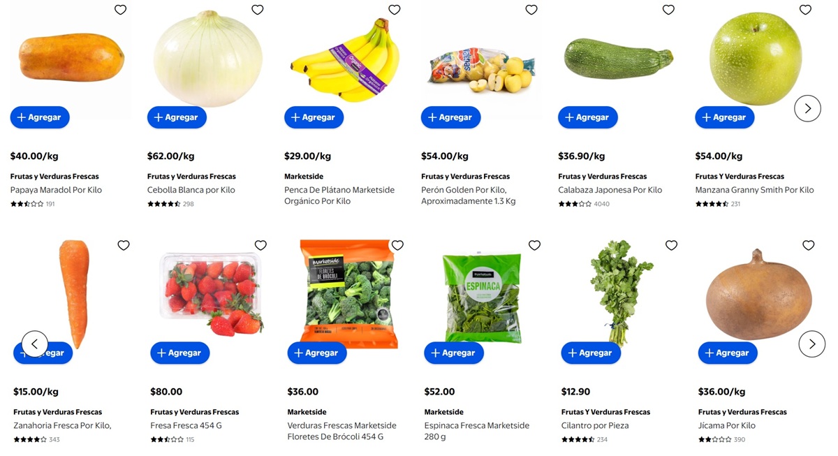 Ofertas de Walmart en frutas y verduras